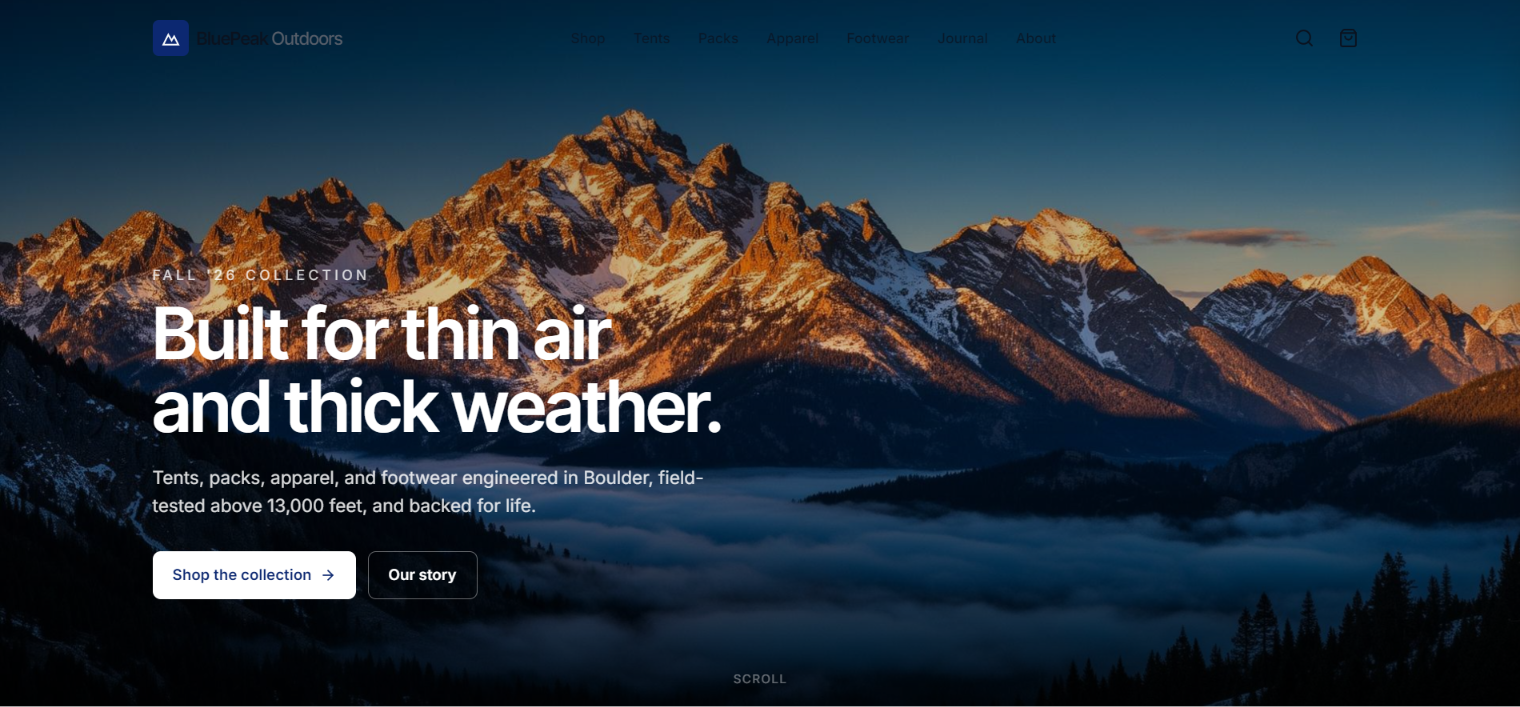 BluePeak Outdoors — project cover